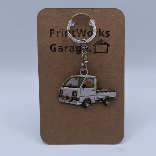 white, black, yellow 3d printed kei truck keychain